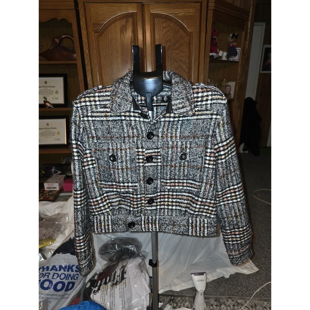 Free People Slouchy Eisenhower Jacket. Plaid Combo, Army,Cottagecore, Lagonlook, - Picture 2 of 5